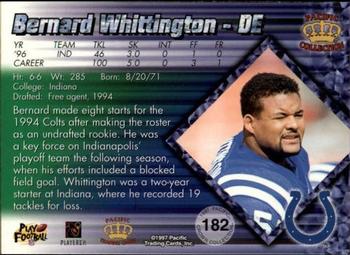 1997 Pacific Crown Collection - Red #182 Bernard Whittington Back