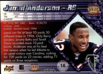 1997 Pacific Crown Collection - Silver #16 Jamal Anderson Back