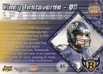 1997 Pacific Crown Collection - Silver #41 Vinny Testaverde Back