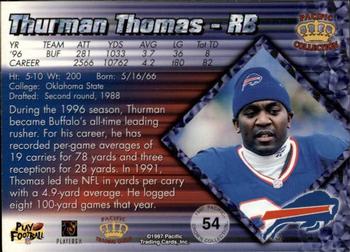 1997 Pacific Crown Collection - Silver #54 Thurman Thomas Back