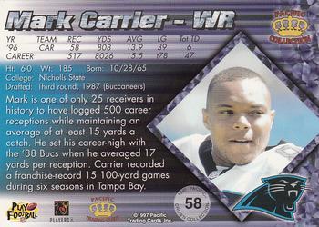 1997 Pacific Crown Collection - Silver #58 Mark Carrier WR Back