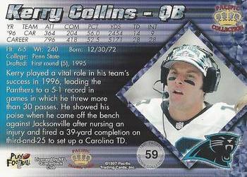 1997 Pacific Crown Collection - Silver #59 Kerry Collins Back