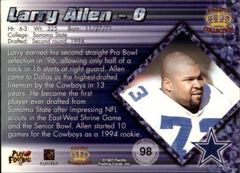 1997 Pacific Crown Collection - Silver #98 Larry Allen Back