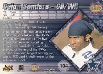 1997 Pacific Crown Collection - Silver #104 Deion Sanders Back