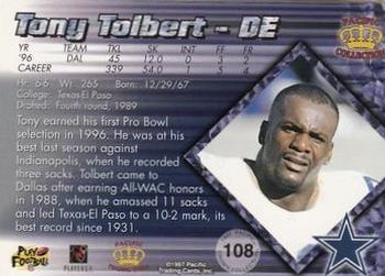 1997 Pacific Crown Collection - Silver #108 Tony Tolbert Back