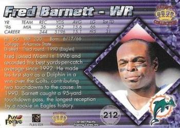 1997 Pacific Crown Collection - Silver #212 Fred Barnett Back