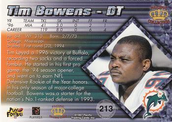 1997 Pacific Crown Collection - Silver #213 Tim Bowens Back