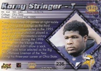 1997 Pacific Crown Collection - Silver #236 Korey Stringer Back
