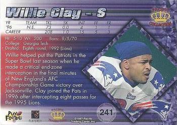 1997 Pacific Crown Collection - Silver #241 Willie Clay Back