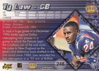 1997 Pacific Crown Collection - Silver #248 Ty Law Back