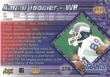 1997 Pacific Crown Collection - Silver #278 Amani Toomer Back
