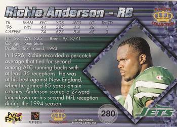 1997 Pacific Crown Collection - Silver #280 Richie Anderson Back