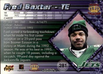 1997 Pacific Crown Collection - Silver #281 Fred Baxter Back