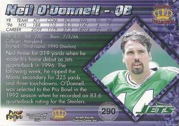 1997 Pacific Crown Collection - Silver #290 Neil O'Donnell Back