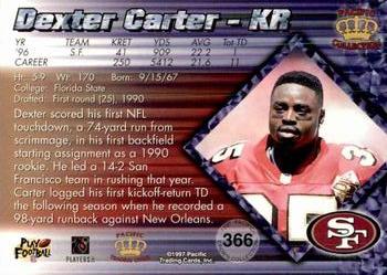 1997 Pacific Crown Collection - Silver #366 Dexter Carter Back