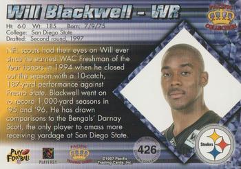 1997 Pacific Crown Collection - Silver #426 Will Blackwell Back