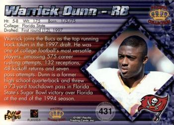 1997 Pacific Crown Collection - Silver #431 Warrick Dunn Back