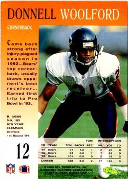 1994 Pro Line Live #12 Donnell Woolford Back