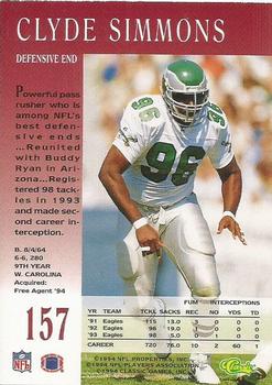 1994 Pro Line Live #157 Clyde Simmons Back