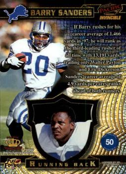 1997 Pacific Invincible - Silver #50 Barry Sanders Back