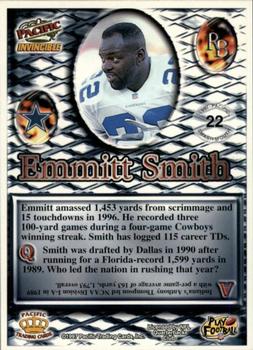 1997 Pacific Invincible - Smash-Mouth #22 Emmitt Smith Back
