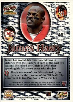 1997 Pacific Invincible - Smash-Mouth #40 James Hasty Back