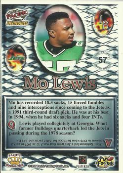 1997 Pacific Invincible - Smash-Mouth #57 Mo Lewis Back