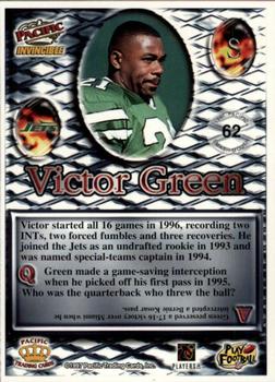 1997 Pacific Invincible - Smash-Mouth #62 Victor Green Back