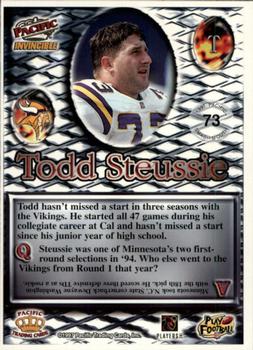 1997 Pacific Invincible - Smash-Mouth #73 Todd Steussie Back