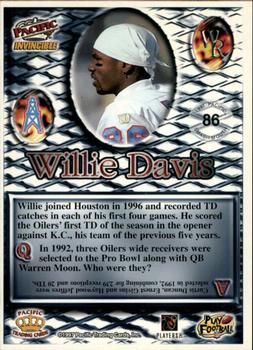 1997 Pacific Invincible - Smash-Mouth #86 Willie Davis Back