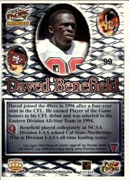 1997 Pacific Invincible - Smash-Mouth #99 Daved Benefield Back