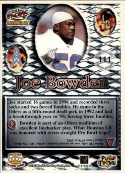 1997 Pacific Invincible - Smash-Mouth #111 Joe Bowden Back