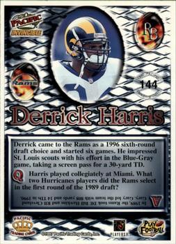 1997 Pacific Invincible - Smash-Mouth #144 Derrick Harris Back