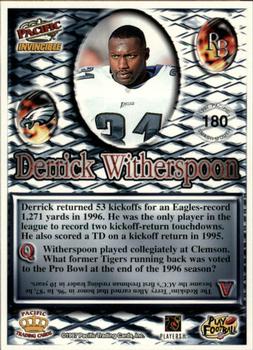 1997 Pacific Invincible - Smash-Mouth #180 Derrick Witherspoon Back