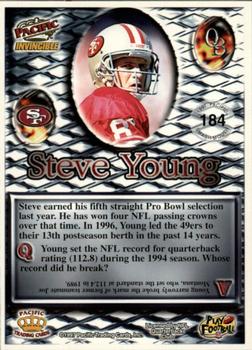 1997 Pacific Invincible - Smash-Mouth #184 Steve Young Back