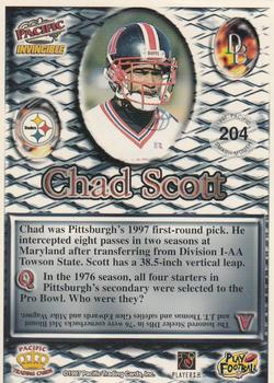 1997 Pacific Invincible - Smash-Mouth #204 Chad Scott Back