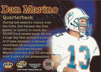 1997 Pacific Philadelphia - Red #98 Dan Marino Back