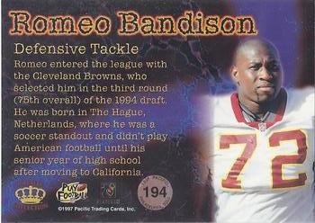 1997 Pacific Philadelphia - Red #194 Romeo Bandison Back