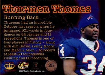 1997 Pacific Philadelphia - Silver #25 Thurman Thomas Back