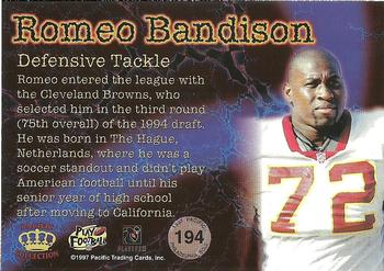 1997 Pacific Philadelphia - Silver #194 Romeo Bandison Back