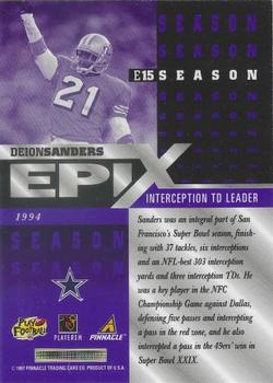 1997 Pinnacle - Epix Purple #E15 Deion Sanders Back