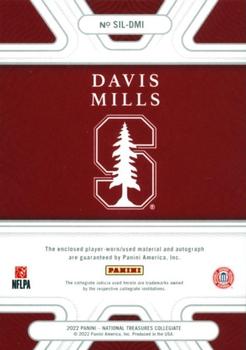 2022 Panini National Treasures Collegiate - Silhouettes Signatures Silver #SIL-DMI Davis Mills Back