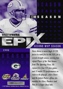 1997 Pinnacle Certified - Epix Purple #E10 Brett Favre Back