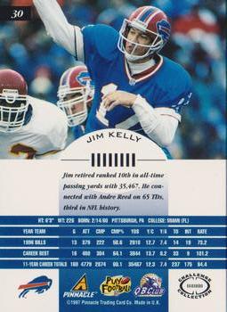 1997 Pinnacle Inscriptions - Challenge Collection #30 Jim Kelly Back
