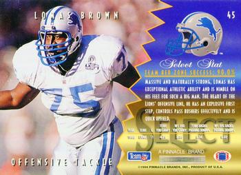 1994 Select #45 Lomas Brown Back