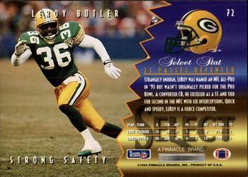 1994 Select #72 LeRoy Butler Back