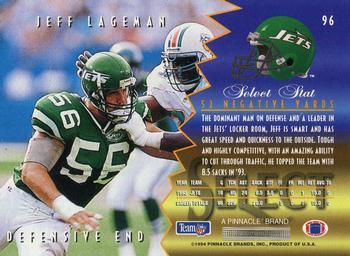 1994 Select #96 Jeff Lageman Back