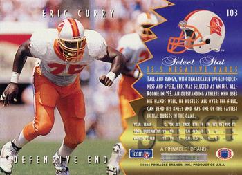 1994 Select #103 Eric Curry Back