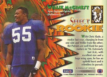 1994 Select #205 Willie McGinest Back