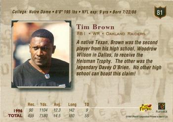 1997 Playoff Absolute Beginnings - Beginnings Gold Exchange #81 Tim Brown Back